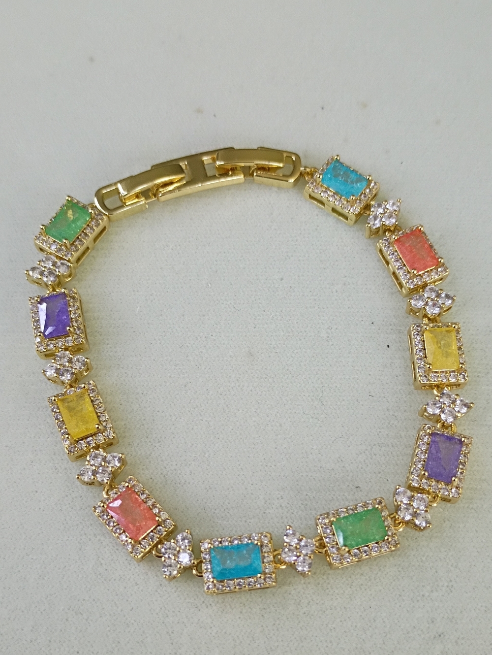New Gold Multicolor Gemstone Tennis Bracelet - Women Jewelry 🚨 - Picture 5 of 5